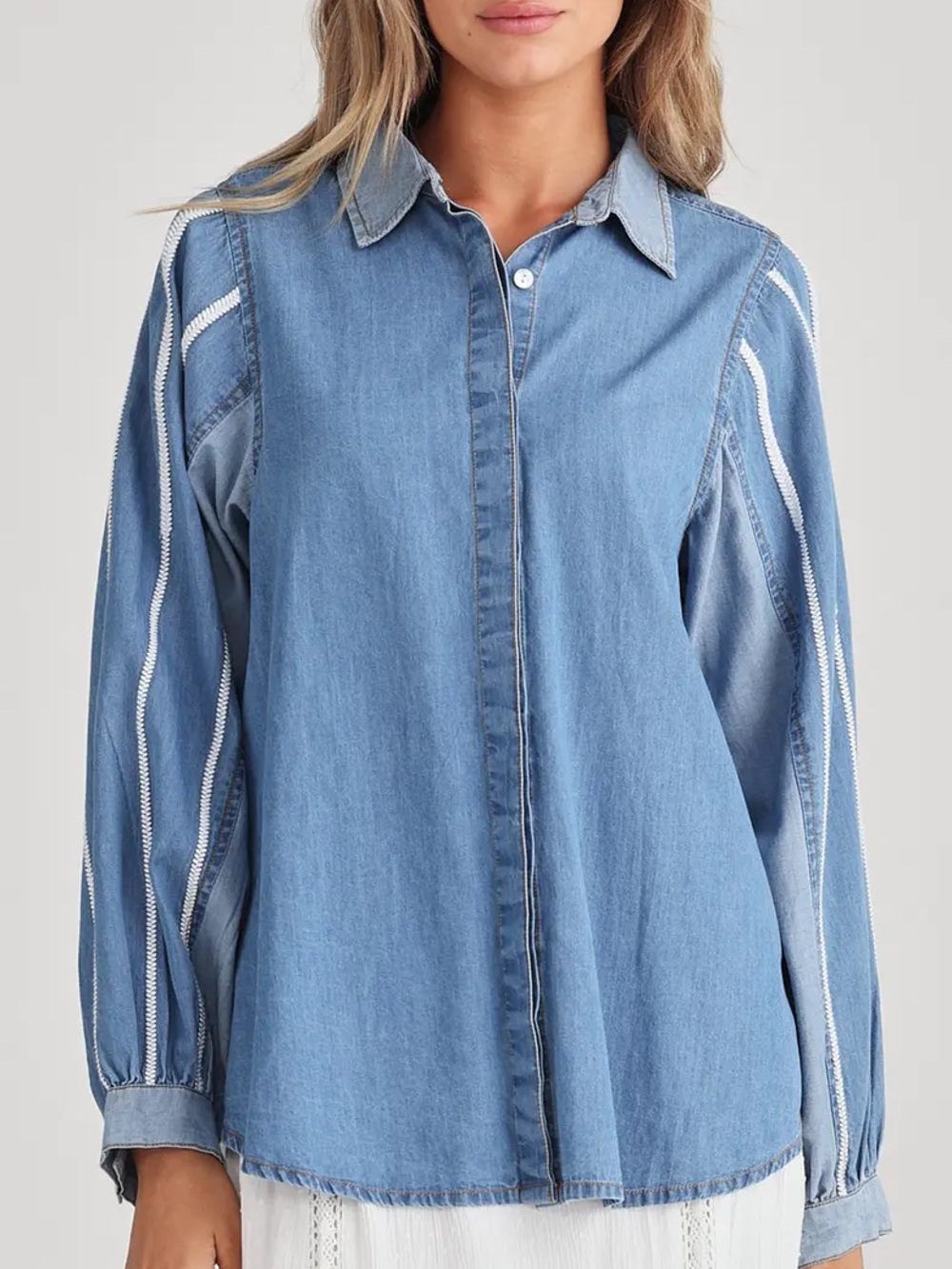 Talisman the Label Stella Embroidered Cotton Button Up Shirt Size M